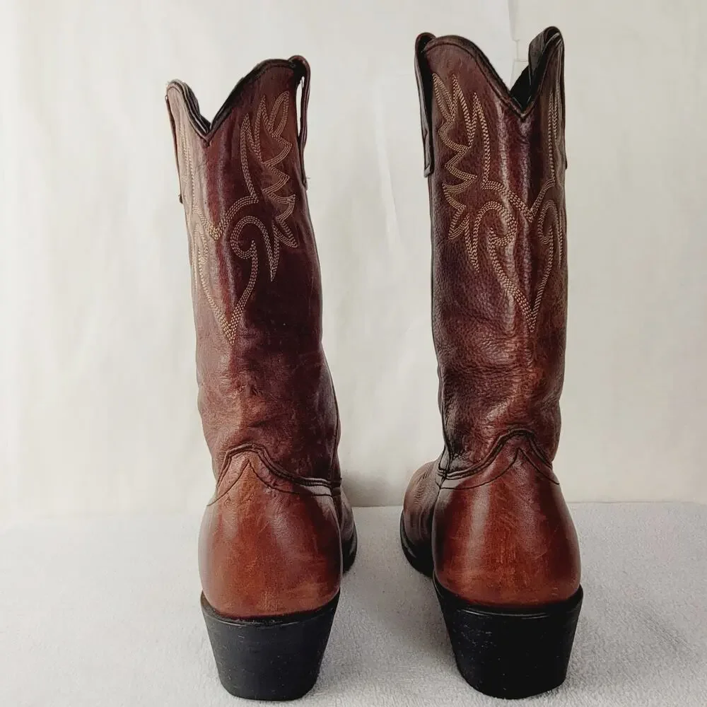 Dingo brown distressed leather cowboy boots size 8.5D mens Western Classic